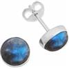 mantraroma orecchini a bottone in argento 925 con labradorite verde e blu, orecchini con pietre preziose in vero argento sterling da donna, regalo