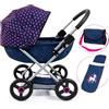 Bayer Design Design-12754AA 12754AA Carrozzina per Bambole Cosy, Pieghevole, con Borsa, Cuscino e Coperta, Colore Blu, Rosa, Unicornio, 46 cm