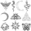 SUNNYCLUE 40 Pezzi Ciondoli Gotici Tarocchi in Argento Antico Tibetano - Falena, Farfalla, Teschio, Fasi Lunari, Serpente