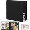 DazSpirit Album Fotografico Personalizzabile, 8-inch Album Foto, Scrapbook Quadrato con Copertina Rigida con 5 adesivi, Album Fai Da Te per Matrimoni, Neonati e Anniversari, 60 Pagine, Nero