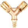 ZITFRI Distributore d'Aria Compressa a 2 Vie con Raccordi Spina di Accoppiamento in Ottone, Raccordo ad Aria Compressa NW 7,2 1/4 AG Connettori per Tubo dell'Aria Raccordi Compressori Raccordo a Innesto