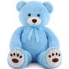 MorisMos Orso Peluche Gigante 130 cm, XXL Blu Orsacchiotto Peluche Grande Kawaii Pupazzo Gigante Orso Pelosa Orsetto di Peluche Regalo per Bambino Fidanzata San Valentino Compleanno Deco