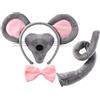 Norme Set di Costumi Animali Orecchie Naso Coda di Topo e Papillon Kit di Costume da Animale in Maschera Accessori per Festa di Halloween, Celebrazioni, Feste in Costume, Gioco di Travestimento