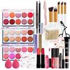 Holzsammlung Set di Trucchi Kit di Bellezza Cosmetici Make-Up per Trucco da Viaggio Portatile Cofanetto Idea Regalo Donna Natale con Rossetto Correttore Ombretti Lucidalabbra Palette Mascara