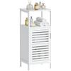 HITNET Mobile Bagno Piccolo, Mobiletto Bagno Basso da Terra, Armadietto da Pavimento in Bambu con Compartimento Aperto, adatto per Soggiorno, Cucina e Corridoio, Bianco