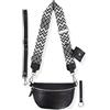 Blade Marsupio da donna in vera pelle, elegante borsa a tracolla da donna, con 2 spallacci regolabili rimovibili, tasca sul petto per donna nera, Nero opzione-3, S
