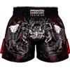 Hardcore Training Muay Thai Pantaloncini Corti Uomo Thaiboxen MMA Combattimento Kickboxing Sparring Box (IT, Testo, XXL, Regular, Regular, Nero Bianco)