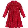 FYMNSI Vestito invernale in velluto, a maniche lunghe, per feste, per il tempo libero, l'inverno, Colore: rosso, 4-5 Anni