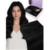 Fshine Extension Tessitura Capelli Veri 50g 40cm Nero, Extension Capelli | Genius Tessitura, Bordo Sottile Senza Peli Corti Di Ritorno, Texture Morbida e Setosa, Look Più Folto, Per Uso Quotidiano