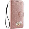 Mo-Somnus Custodia Compatibile Samsung Galaxy S8 [con Pellicola in Vetro Temperato], Portafoglio Glitter Bling Libro Pelle PU Flip Caso Magnetica Supporto Cover (Oro Rosa)