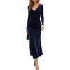 ZABERRY Abito lungo da donna con scollo a V, elegante sirena in velluto, da cocktail, da sera, Vestiti Abiti Dainty, XL