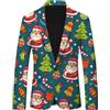 RUMAOZIA Giacca natalizia da uomo, con motivo natalizio, a maniche lunghe, sportiva, per il tempo libero, per il tempo libero, Xmas Costume Blazer Slim Fit, O blu scuro, M