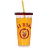 AS Roma FC Inter A.S Roma Straw Cup, Tazza Bicchiere con Cannuccia, GialloRosso, 17 cm