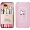 ZHIYE Set di 7 pennelli da trucco per bambini, per fondotinta, sopracciglia, eyeliner, correttore, per bambini, ragazze, donne, colore: rosa con custodia