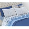 Riad Arredo Set Completo Letto in Flanella 100% Caldo Cotone Antipalline - Completo Lenzuola Morbide - Made In Italy (Fiori Balza Azzurro, Matrimoniale)