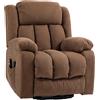 DecHome Poltrona Relax Reclinabile Poltrona per Anziano Elettrica Alzapersona Massaggiante in Tessuto 91x93x103 cm colore Marrone - V90AM488