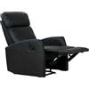 DecHome Poltrona Relax Reclinabile Poltrona per Anziano con Movimento Manuale in Ecopelle 65x92x100 cm colore Nero - 833384BK