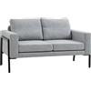 DecHome Divano 2 Posti in Tessuto Effetto Lino con Gambe in Acciaio e Cuscini Imbottiti 138x70x83.5 cm Grigio