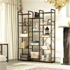 YITAHOME Libreria, Scaffale da Pavimento con 14 Ripiani e Ganci, Scaffale Espositivo con Struttura in Metallo Stabile, per Soggiorno, Ufficio Domestico, Marrone Vintage