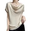 BrOleo Camicia Donna Elegante,Top In Raso Di Seta T-Shirt Estive A Strati Collo Ad Anello Canotta Camicette Drappeggio Frontale Dolman Tunica Top Eleganti Magliette Casual Cami Top Canotta Camicia Basic Pe