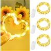Dalugo Catena di luci LED a batteria, 3 pezzi da 2 m, 20 LED, mini catena luminosa con batteria, filo di rame, luce bianca calda, per interni, per camera da letto, bottiglia, decorazione regalo