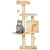 Pawhut Albero Tiragraffi a 4 Livelli con Giocattoli, Beige, 40x40x114cm