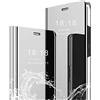 SEAHAI Cover per Samsung Galaxy A54 5G, Specchio Case Clear View Standing Mirror Flip Custodia Full Body Protettiva Bumper Folio Copertura - Argento
