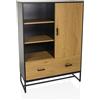 hjh LIVING Credenza con 2 cassetti e anta 100x40x140 cm AMIO H Scaffale Armadio da ufficio con molto spazio, ripiani regolabili, nero/rovere