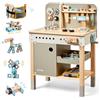 medoga Panca per Attrezzi per Bambini in Legno Con Cintura, Banco da Lavoro, Set di Strumenti da Costruzione - Regalo
