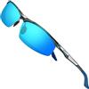 SIPLION Uomo Occhiali da sole polarizzati per golf sport guidare gli uomini Al-Mg Super leggero Gli Occhiali 8729 grigio+blu UV400 CAT 3 CE