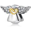 LES FOLIES DI PAOLA GRIECO Charm Angelo Custode Comunione cuore oro ali strass in argento 925 - Les Folies per Pandora