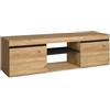 Skraut Home - Mobile TV - Modello Naturale - 140 x 40 x 41 cm - Mobile Ausiliario 2 Ante e 1 Ripiano Centrale - Stile Nordico - Melaminico - Rovere e Nero