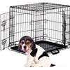 Relaxdays Gabbia Pieghevole per Cani, Taglia Grande e Piccola, Box con 2 Sportelli, con Vaschetta, Metallo, Nero, Misura M