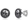 PHNIBIRD Orecchini Teschio Neri in Argento 925con Ipoallergenico Processo Glassato Orecchini per Uomo Perfetto per Halloween Pasqua Natale