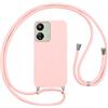 Vauki Custodia per Xiaomi Redmi 13C Cover con Cordino, Rosa Silicone Antiurto TPU Morbido Case Corda Collana Necklace Regolabile Stylish con Catena Ultra Sottile Cover per Redmi 13C 6.74