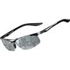 SIPLION Uomo Occhiali da sole polarizzati per golf sport guidare gli uomini Al-Mg Super leggero Gli Occhiali 8729 argento UV400 CAT 3 CE