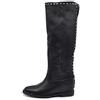 IF Fashion Scarpe Stivali da al Polpaccio Biker Motociclista Equitazione Donna con Borchie Zeppa Interna LY81-4 Nero N.39