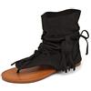 IF Fashion Scarpe da Donna Sandali Indianini Infradito Etnico Frange Pelle Sintetica GLY-103 Nero N.36