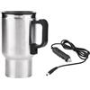 Hapivida Tazza da Viaggio Riscaldante per Auto, 12V 450ml 60W Tazza Riscaldante da Viaggio Portatile Auto Bollitore Elettrico Tazza di Corsa in Acciaio Inox per Acqua Calda, Caffè, Tè