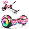 SISIGAD Hoverboard with Seat Attachment, 6.5'' Self Balancing Hoverboards Go Kart with Bluetooth and LED Lights, Combo Seat Attachment