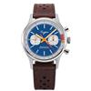 Seestern Sugess Cronografo Meccanico Acciaio Pelle Marrone Blue Vintage Racing Orologio Uomo