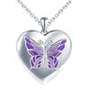 MICMIF Argento 925 Foto Medaglione Cuore con Farfalla Collana Donna Ciondolo Portafoto Personalizzata, Collana Locket Apribile per 2 Foto, Catena 45+5cm per Donne Ragazze Mamma