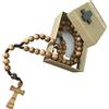 AMPALS, rosario in legno d'ulivo fatto a mano a Gerusalemme, rosario in scatola di carta Kraft con crocifisso, regalo battesimo, comunione, feste cristiane, nascita, compleanno, protezione auto, casa