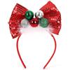 YUSHWENPTY Cerchietto Natale Bambini, Fascia Capelli Natalizia Accessori Capelli Natale Cerchietto Rosso Bambina per Natale, Mascherata, Cosplay (Fiocco)