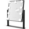 Bayt Specchio Trucco 36 x 30 cm - Specchio Hollywood con Luci - Specchio illuminato con luce a 3 colori e 9 lampadine a LED dimmerabili - Specchio d'ingrandimento 10x (Nero, 36 x 30 cm)