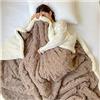 NUODWELL Coperta in pile Sherpa, soffice e pelosa, double-face, morbida e calda, in pile jacquard, per letto, divano, divano (150 x 200 cm, caffè)
