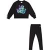 Champion Legacy Script Shop G (405043) -Ultra-Light Soft Compact Powerblend Fleece Crewneck & Leggings Completo, Nero, 5-6 Anni Bambina