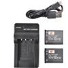 DSTE DE 3,7 V 1400 mAh LI-40B LI-42B DSTE batteria agli ioni di litio (2 pezzi) + caricabatterie micro USB compatibile per Fuji NP-45, Kodak KLIC-7006 LB-012, Olympus D-630 IR-300 FE-150 Stylus 700 TG-310 X