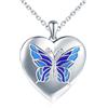 MICMIF Argento 925 Foto Medaglione Cuore con Farfalla Collana Donna Ciondolo Portafoto Personalizzata, Collana Locket Apribile per 2 Foto, Catena 45+5cm per Donne Ragazze Mamma