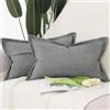 Madizz 2 Pezzi Poliestere Lino Copricuscini con bordo largo Morbido Decorativo Fodere per Cuscino Lusso Stile per Divano Camera da Letto 30x50 cm Grigio